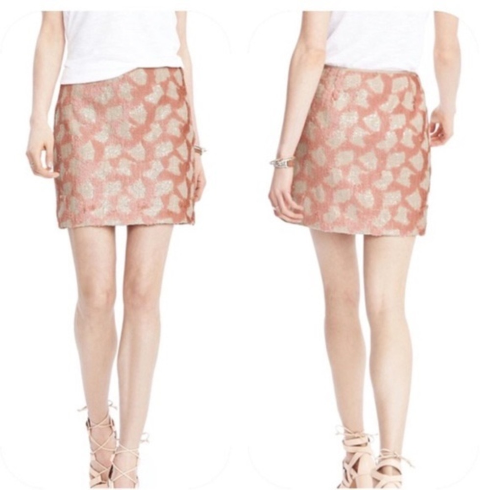 BANANA REPUBLIC Pink Sequin Patterned Mini Skirt